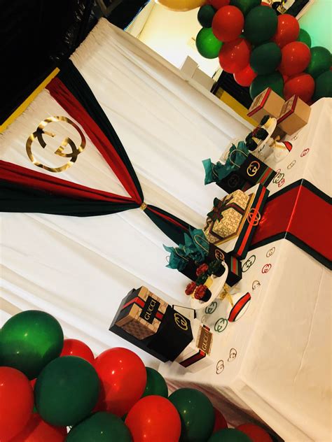 Gucci birthday party decorations .